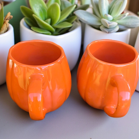 Royal Norfolk Vibrant S/2 Stoneware Orange Pumpkin Mugs - Picture 1 of 1